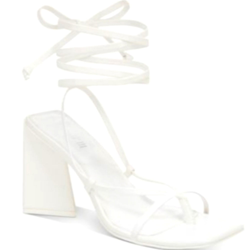 Bar III Tie-Up Geo-Heel Sandals